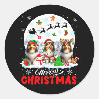 Pegatina Redonda Feliz Navidad Tres Reinos de Santa Elf Shetland