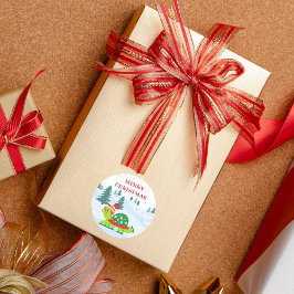 Pegatina Redonda Feliz Navidad Turtle Hielo Pegatinas de Patinaje s