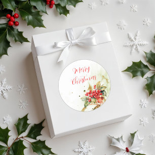 Pegatina Redonda Feliz Navidad Vintage