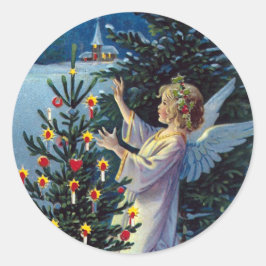 Pegatina Redonda "Feliz Navidad" Vintage