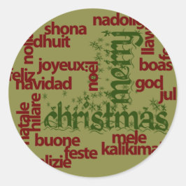 Pegatina Redonda Feliz Navidad Word Cloud