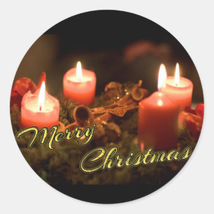 Pegatina Redonda ¡Feliz Navidad Wreath!