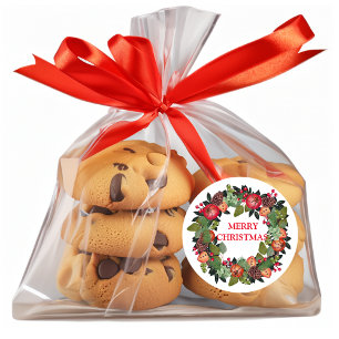 Pegatina Redonda Feliz Navidad Wreath