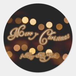 Pegatina Redonda ¡Feliz Navidad y feliz año nuevo!