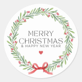 Pegatina Redonda Feliz Navidad y feliz año nuevo