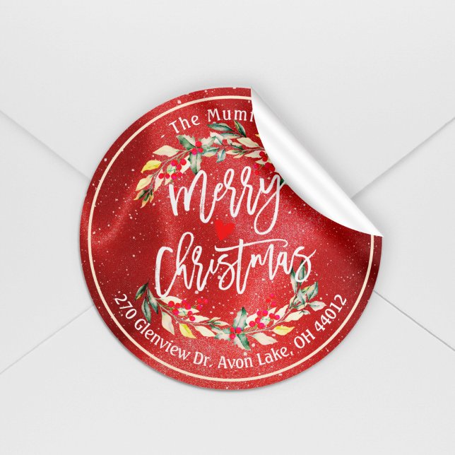 Pegatina Redonda Feliz Navidad y Feliz Año Nuevo discurso (Subido por el creador)