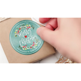 Pegatina Redonda Feliz Navidad y Feliz Año Nuevo discurso