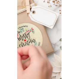 Pegatina Redonda Feliz Navidad y Feliz Año Nuevo discurso