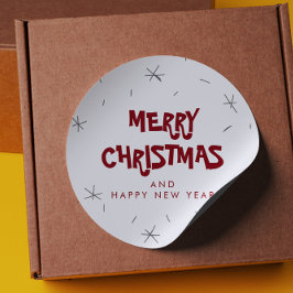 Pegatina Redonda Feliz Navidad y Feliz Año Nuevo Pegatinas