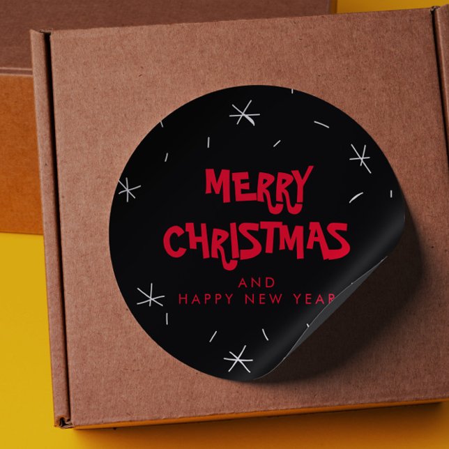 Pegatina Redonda Feliz Navidad y Feliz Año Nuevo Pegatinas (Subido por el creador)