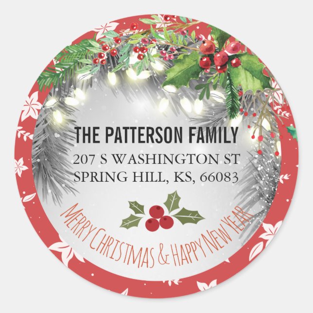 Pegatina Redonda Feliz Navidad y feliz discurso de bienvenida de Añ (Anverso)