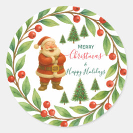 Pegatina Redonda Feliz Navidad y feliz Navidad