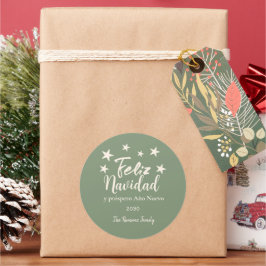 Pegatina Redonda Feliz Navidad y próspero año nuevo