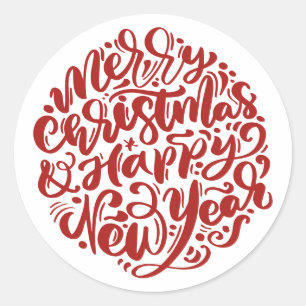 Pegatina Redonda Feliz Navidad y próspero año nuevo