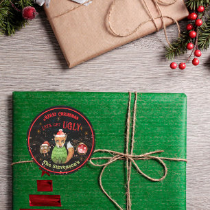 Pegatina Redonda Feliz Navidad y sudadera zorro