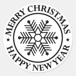 Pegatina Redonda Feliz Navidad y un Feliz Año Nuevo!