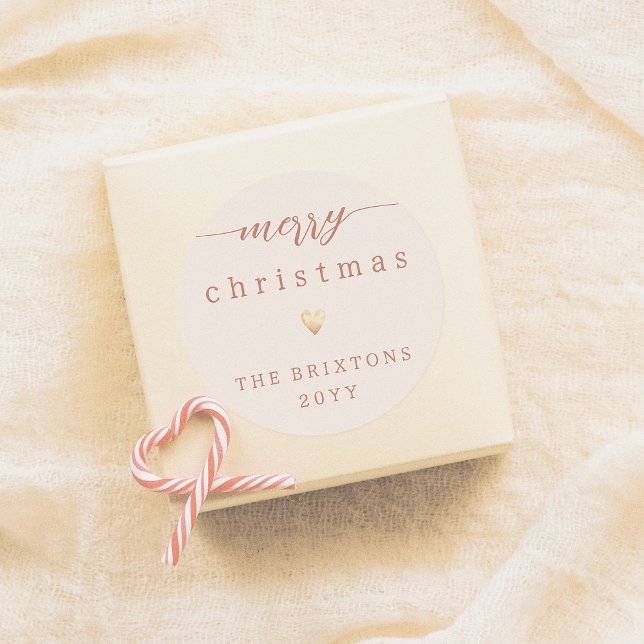 Pegatina Redonda Feliz Navidad y vacaciones de crema de oro (Subido por el creador)