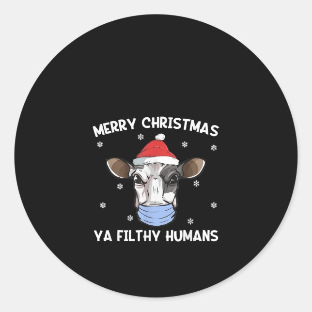 Pegatina Redonda Feliz Navidad Ya Filthy Humans Face Máscara (Anverso)