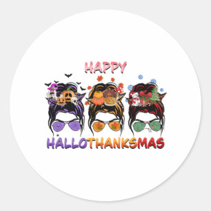 Pegatina Redonda feliz navidades de acción de gracias de halloween 