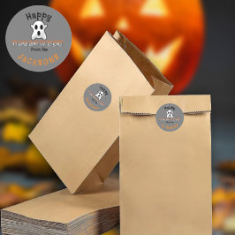 Pegatina Redonda Feliz nombre personalizado de Halloween