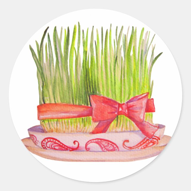 Pegatina Redonda Feliz Nouruz Sabzeh (Anverso)