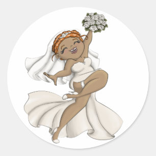 Pegatina Redonda Feliz Novia 03
