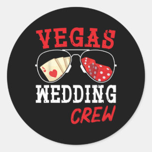 Pegatina Redonda Feliz Novia Esposo Marido Y Mujer Vegas Boda