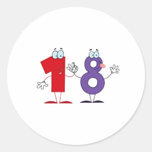 Pegatina Redonda Feliz número 18