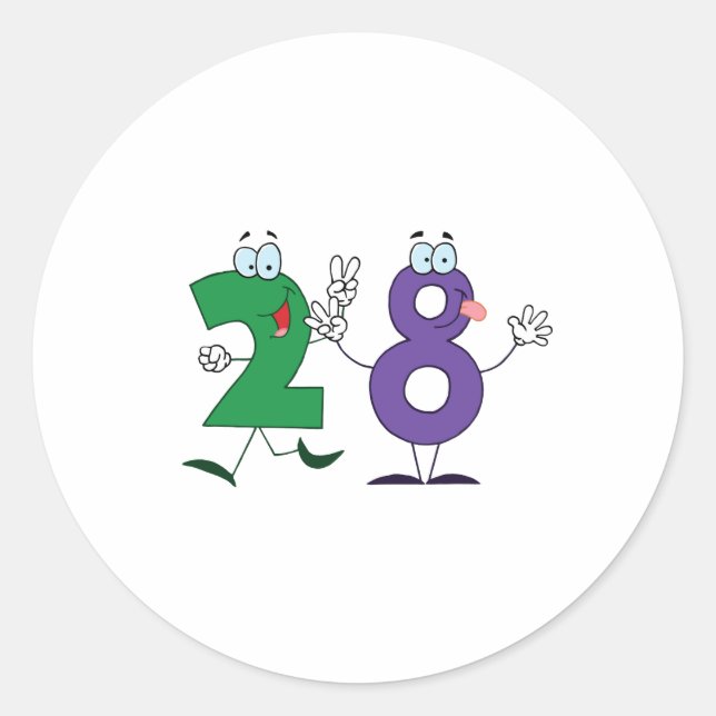 Pegatina Redonda Feliz número 28 (Anverso)