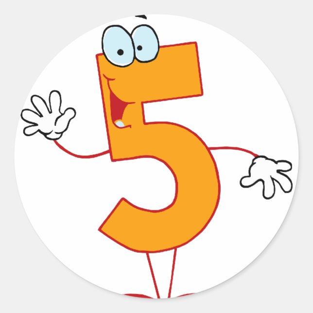 Pegatina Redonda Feliz número 5 (Anverso)