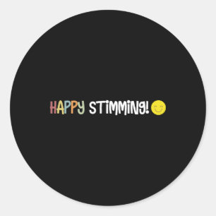 Pegatina Redonda Feliz optimismo autismo Neurodiversidad Felicidad