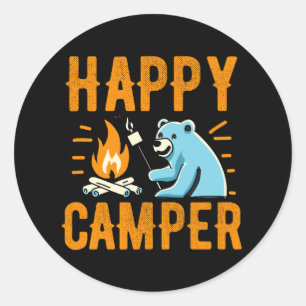 Pegatina Redonda Feliz Oso de Camper - Campi de Campfire para camin