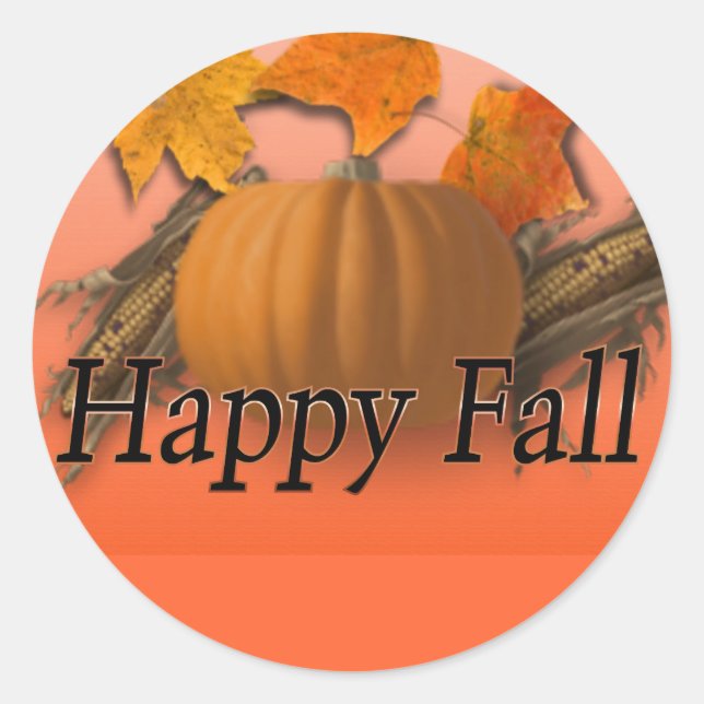Pegatina Redonda Feliz otoño (Anverso)