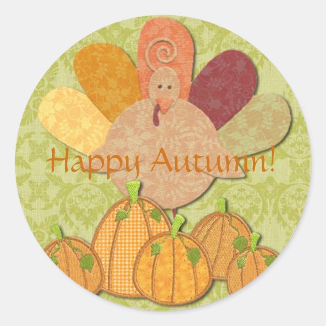 Pegatina Redonda ¡Feliz otoño! (Anverso)
