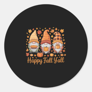 Pegatina Redonda Feliz Otoño Para Todos Gnomo Calabaza Otoño Día de