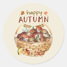 Feliz otoño por la cosecha de cesta de hongos salv