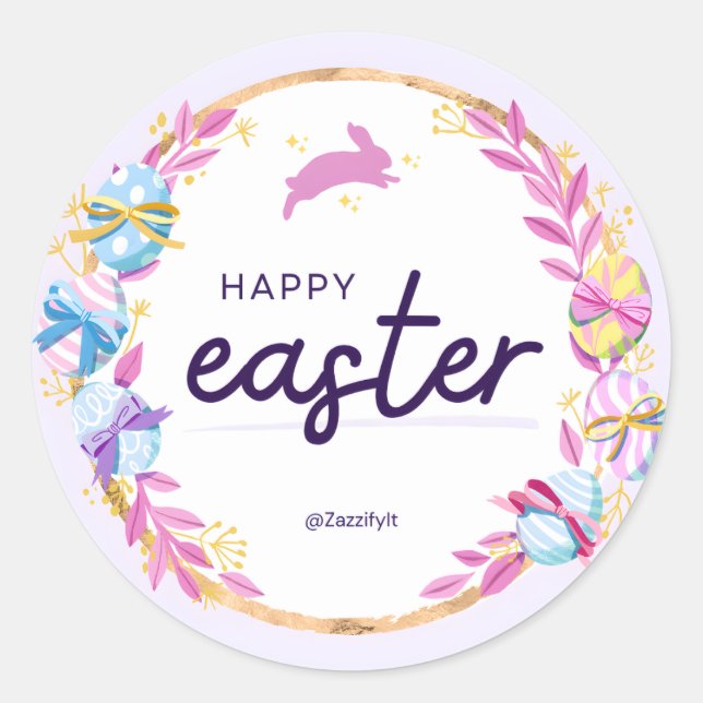 Pegatina Redonda Feliz Pascua (Anverso)