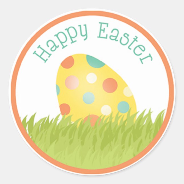 Pegatina Redonda Feliz Pascua (Anverso)