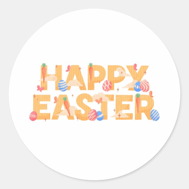 Pegatina Redonda Feliz Pascua (Anverso)