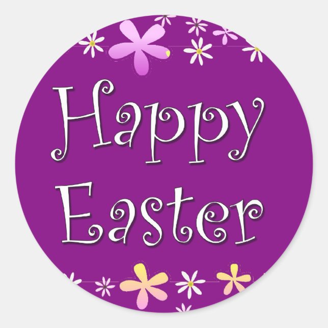 Pegatina Redonda Feliz Pascua (Anverso)