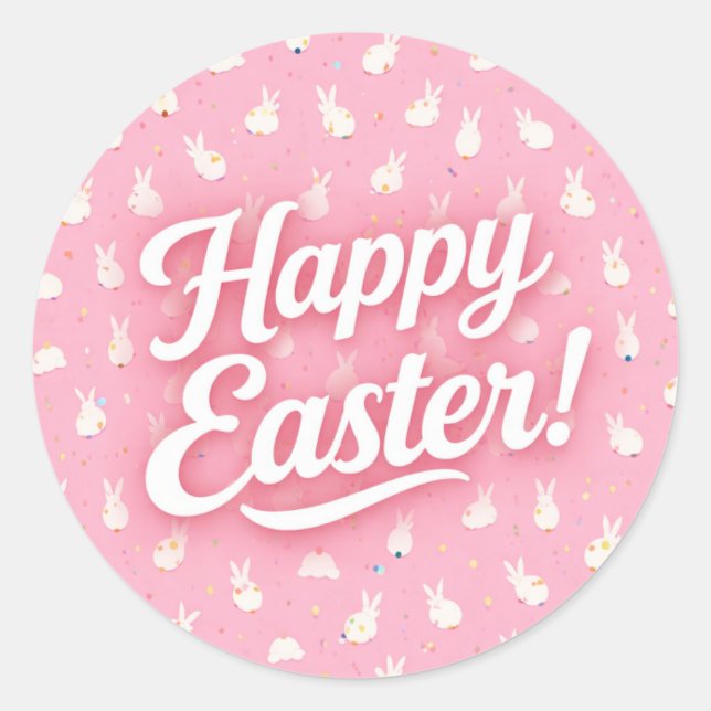Pegatina Redonda Feliz Pascua (Anverso)