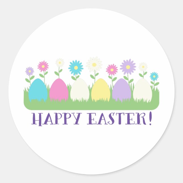 Pegatina Redonda Feliz Pascua (Anverso)