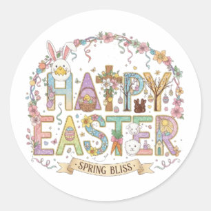 PEGATINA REDONDA FELIZ PASCUA