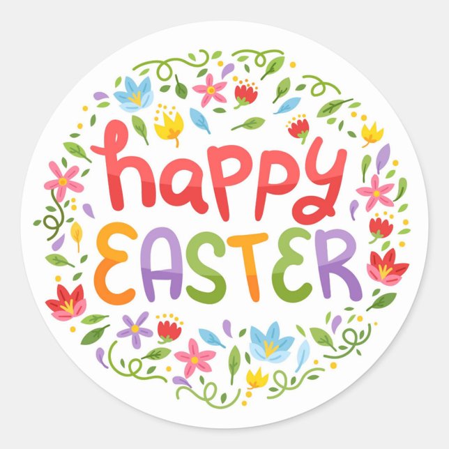 Pegatina Redonda Feliz Pascua (Happy Easter Holiday Stickers!)
