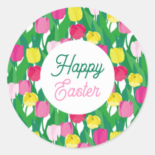Pegatina Redonda Feliz Pascua.