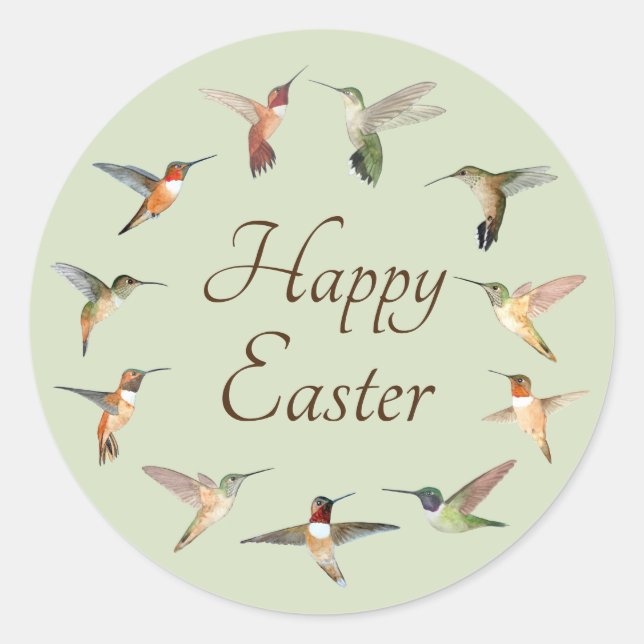 Pegatina Redonda Feliz Pascua (Anverso)