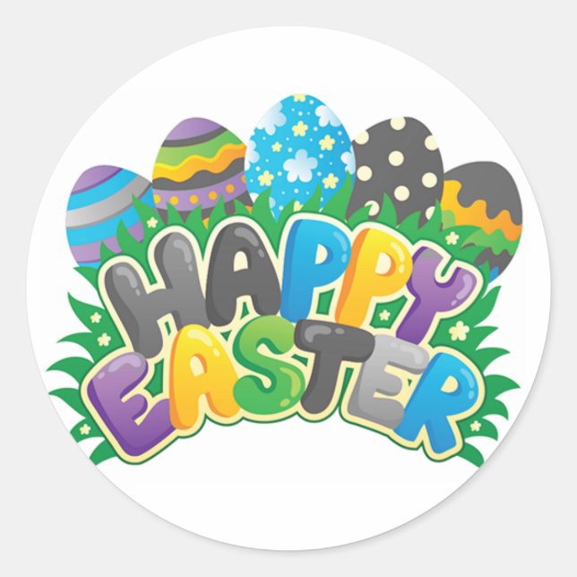 Pegatina Redonda Feliz Pascua (Anverso)
