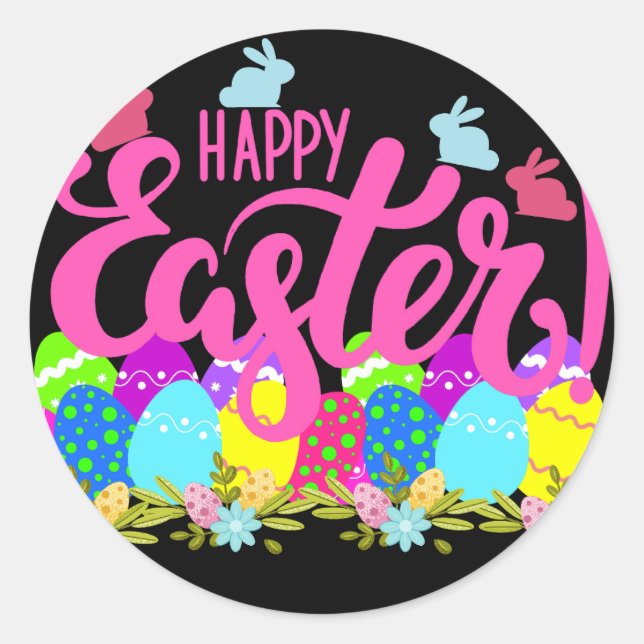Pegatina Redonda Feliz Pascua (Anverso)