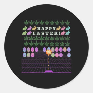 Pegatina Redonda Feliz Pascua 2025 - Gracioso meme Bunny Gaming Tee