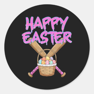 Pegatina Redonda Feliz Pascua Bate De Bate De Baño De Baño De Hielo